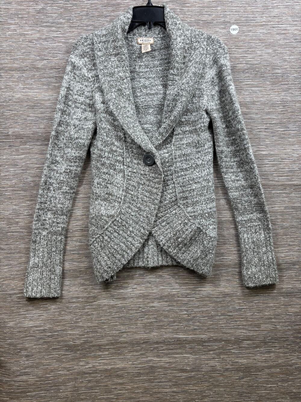 Arizona Jean Company Cardigan Sweater Womens L Gray Shawl Collar Button Knit